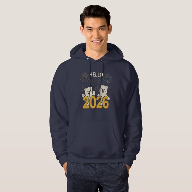 Sudadera Hello 2026 Polar Bears Holiday Unisex Gift Hoodie (Anverso completo)