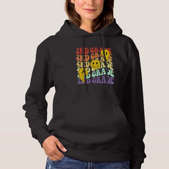 Sudadera Hello 2nd Second Grade Teacher Back To School Retr (Anverso)