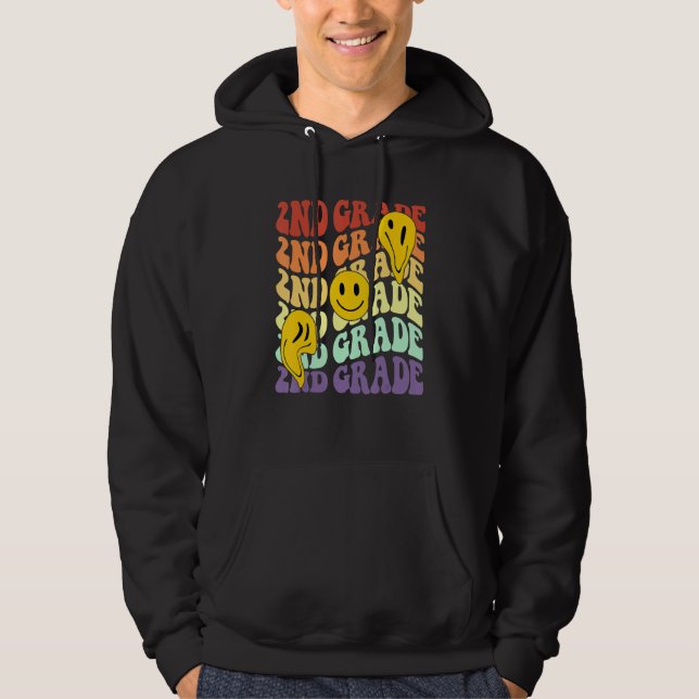 Sudadera Hello 2nd Second Grade Teacher Back To School Retr (Anverso)