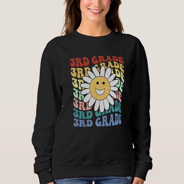 Sudadera Hello 3rd Third Grade Teacher Back To School Retro (Anverso)