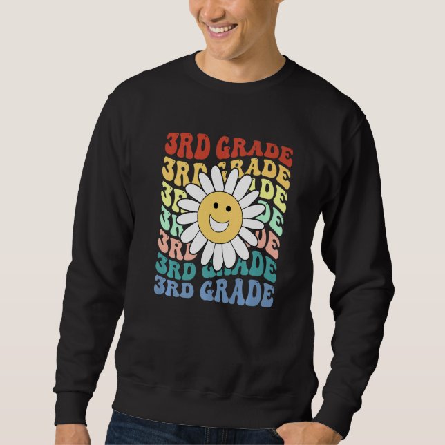 Sudadera Hello 3rd Third Grade Teacher Back To School Retro (Anverso)