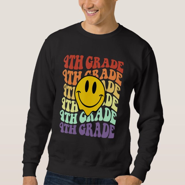 Sudadera Hello 4th Fourth Grade Teacher Back To School Retr (Anverso)