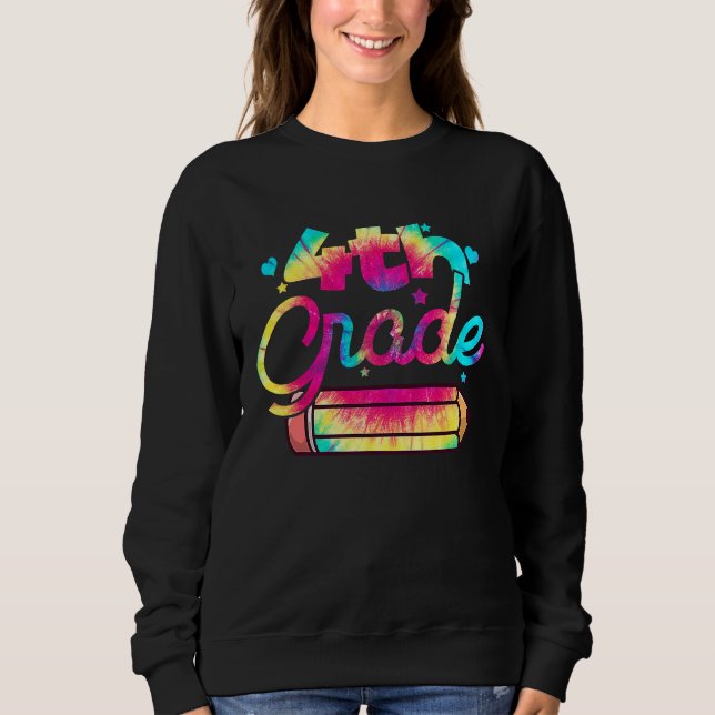 Sudadera Hello 4th Grade Tie Dye Fourth Grade Teacher Kids (Anverso)