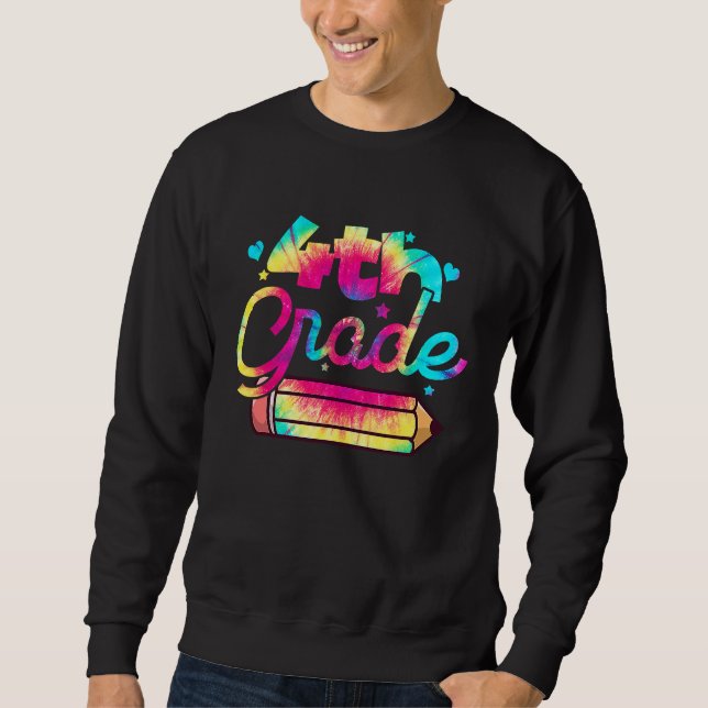 Sudadera Hello 4th Grade Tie Dye Fourth Grade Teacher Kids (Anverso)