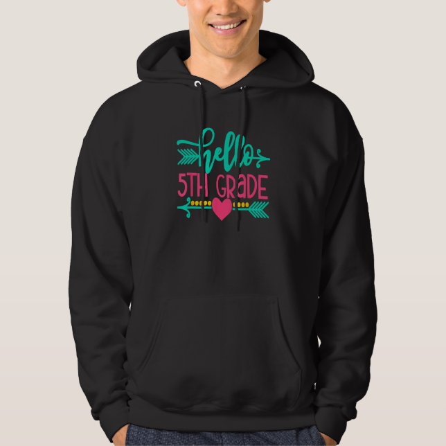 Sudadera Hello 5th Grade Girls Back To School Gift Cute Hea (Anverso)