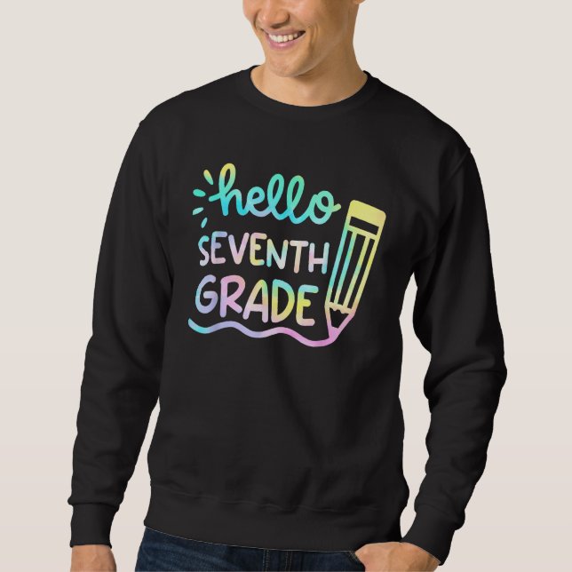 Sudadera Hello 7th Grade Tie Dye Teachers Kids Back To Scho (Anverso)