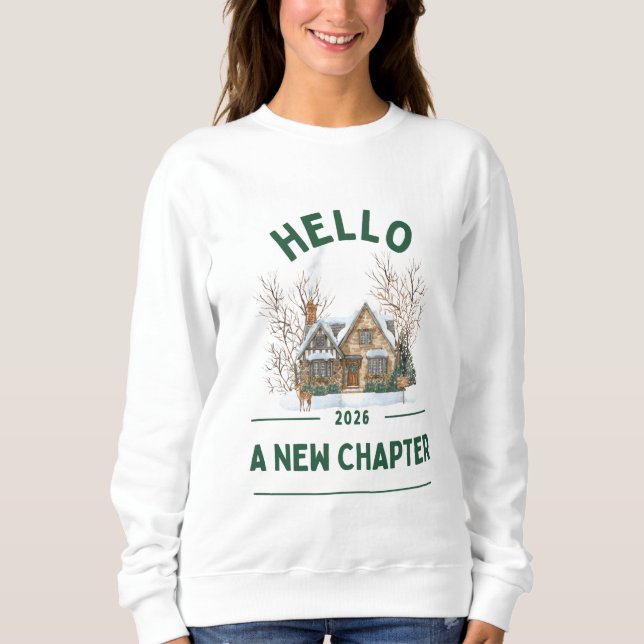 Sudadera Hello A New Chapter 2026 | Cozy Green T-Shirt (Anverso)