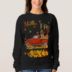 Sudadera Hello Fall German Shepherd Leaf Autumn Red Truck D