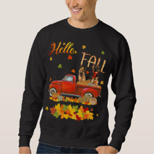 Sudadera Hello Fall German Shepherd Leaf Autumn Red Truck D