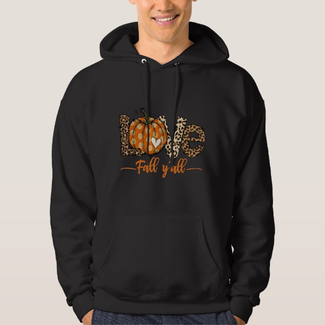 Sudadera Hello Fall Pumpkin Love Fall Y'All LeoparPeace L (Anverso)