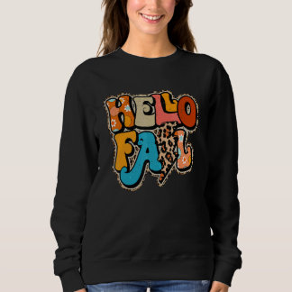 Sudadera Hello Fall Retro Leopard Fall Vibes Happy Thanksgi