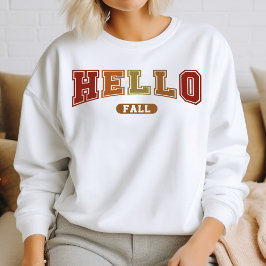 Sudadera Hello Fall Trendy Autumn Varsity Sweatshirt