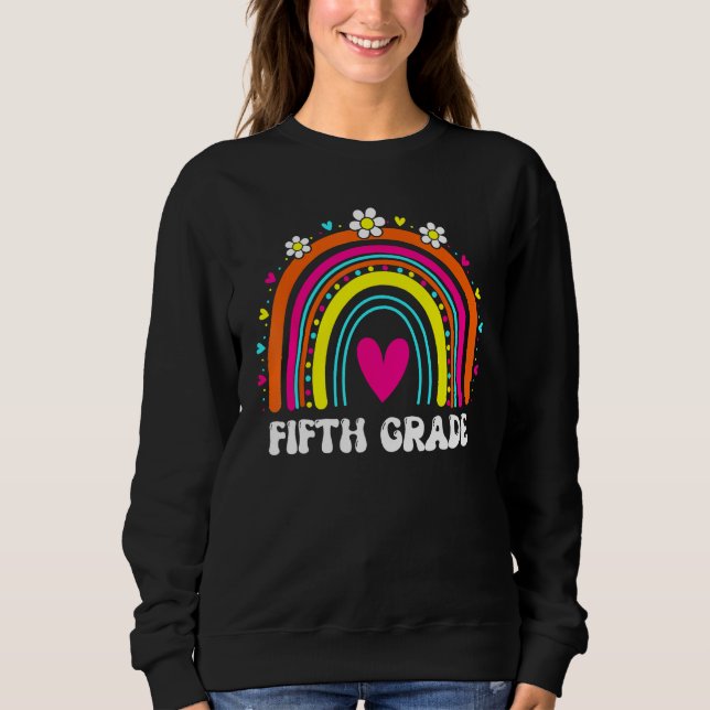 Sudadera Hello Fifth Grade Rainbow Back To School Teacher S (Anverso)