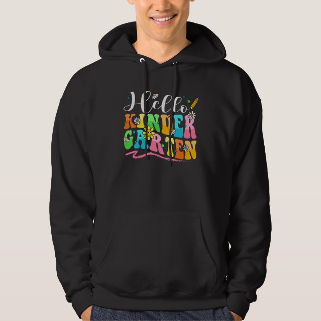 Sudadera Hello Kindergarten Cute Pencil Rainbow Back to Sch (Anverso)