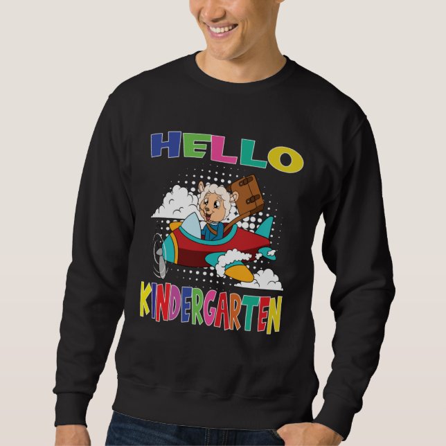 Sudadera Hello Kindergarten Sheep Flying Plane (Anverso)