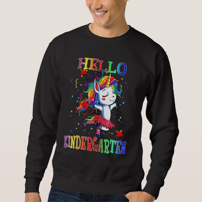 Sudadera Hello Kindergarten Student Back To Shcool Unicorn  (Anverso)