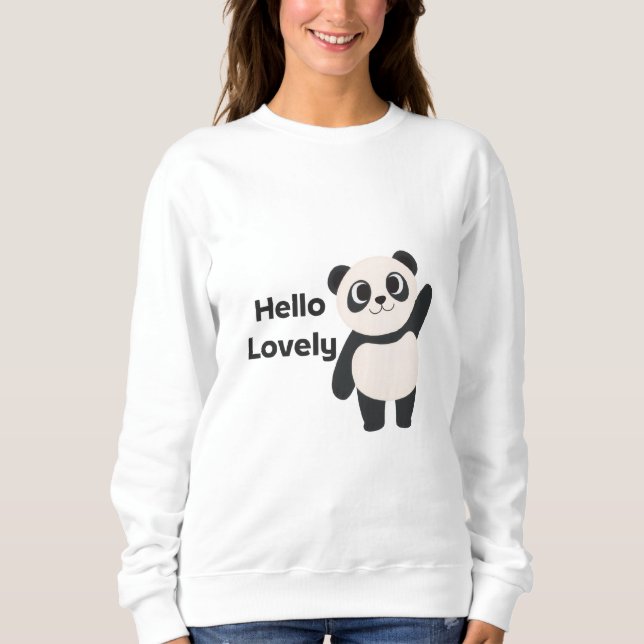 Sudadera Hello Lovely – Cute Panda T-Shirt Design | Kawaii  (Anverso)