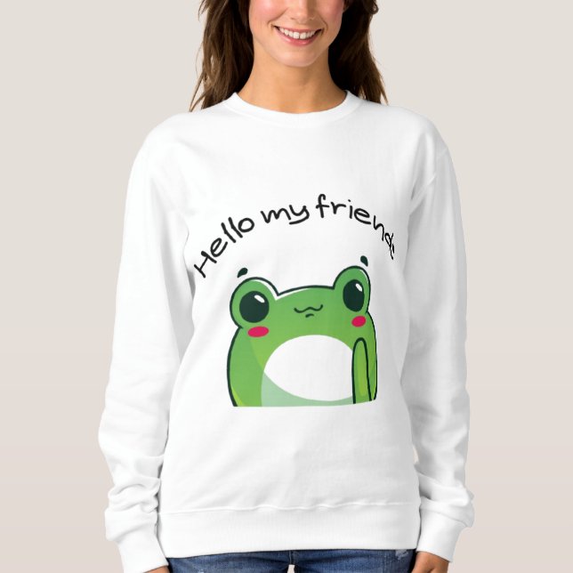 Sudadera Hello My Friends | Cute Frog Kawaii T-Shirt (Anverso)