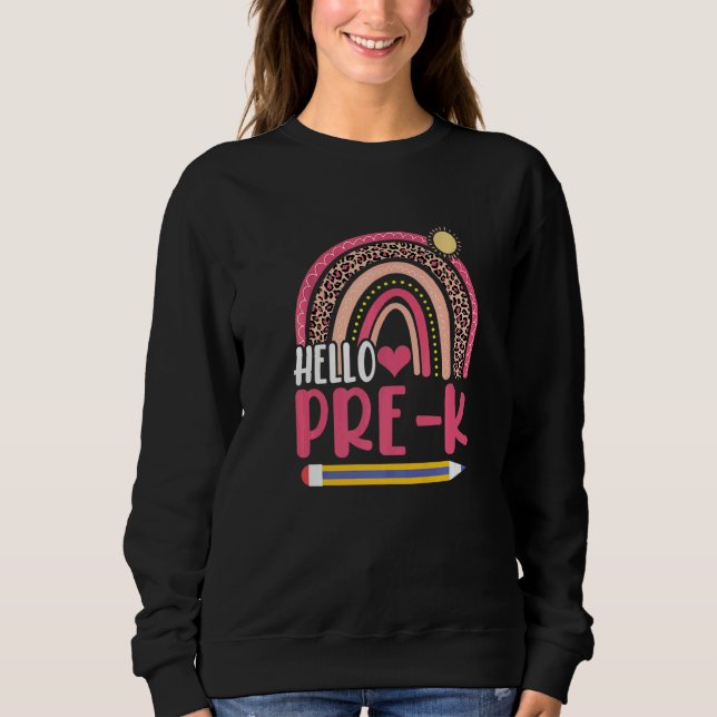 Sudadera Hello Pre K Back To School Rainbow   (Anverso)