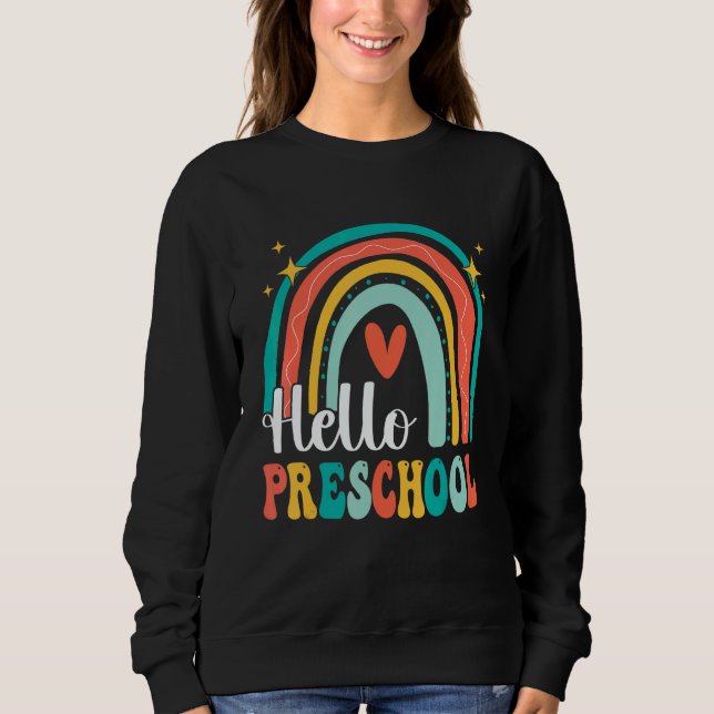 Sudadera Hello Preschool Rainbow for Teachers Girls Kids Fi (Anverso)