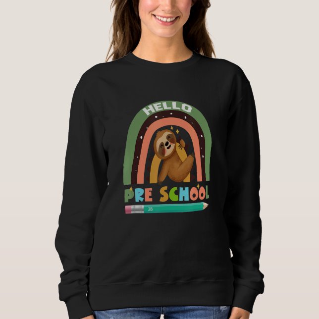 Sudadera Hello Preschool Sloth for Teacher Toddler (Anverso)
