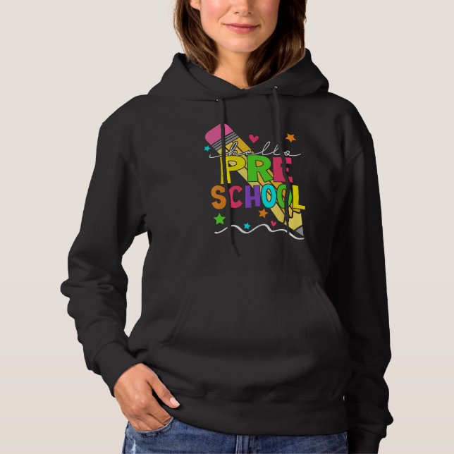 Sudadera Hello Preschool Teacher Pencil Back To School (Anverso)