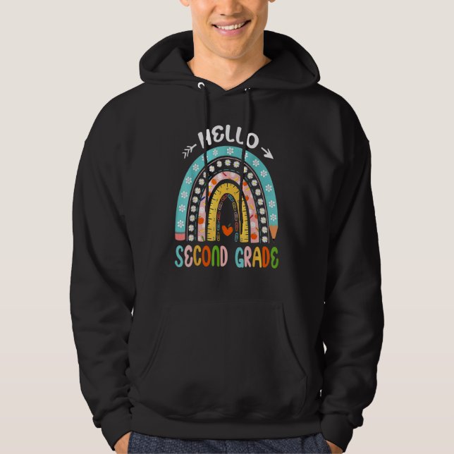 Sudadera Hello Second Grade Rainbow Teacher Team 2nd Grade  (Anverso)