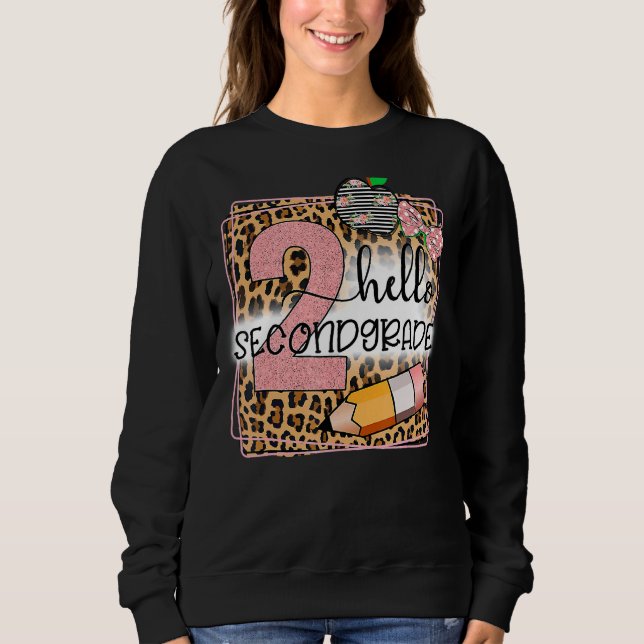 Sudadera Hello Second Grado Leopard Print 2º Grado Back to (Anverso)