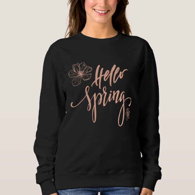 Sudadera Hello Spring Minimalist Flower Spring Break (Anverso)
