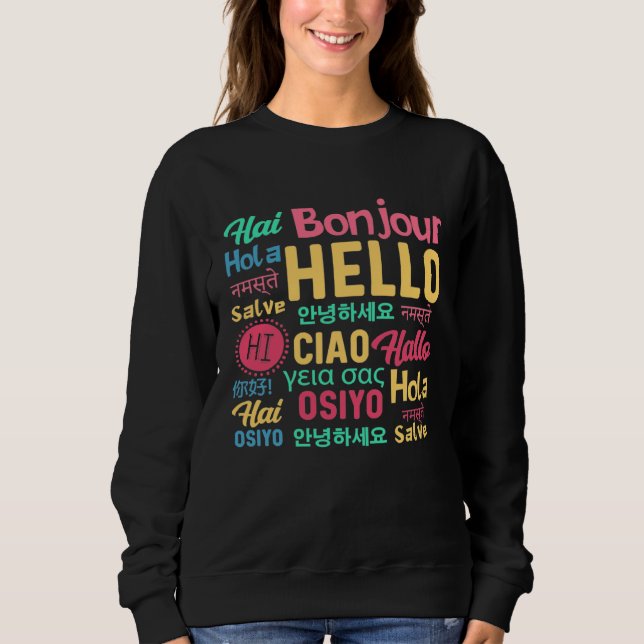 Sudadera Hello Word In Different Languages Travel Journey T (Anverso)