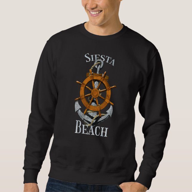 Sudadera Helm del Ancla Náutico de Siesta Beach Florida Vac (Anverso)