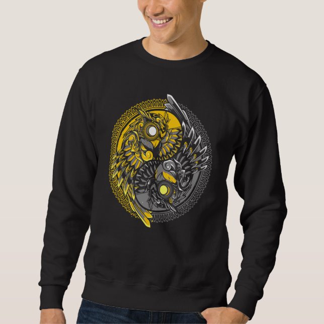 Sudadera Hembras De Búho Cute Hombres Mystic Yin Yang Owls (Anverso)