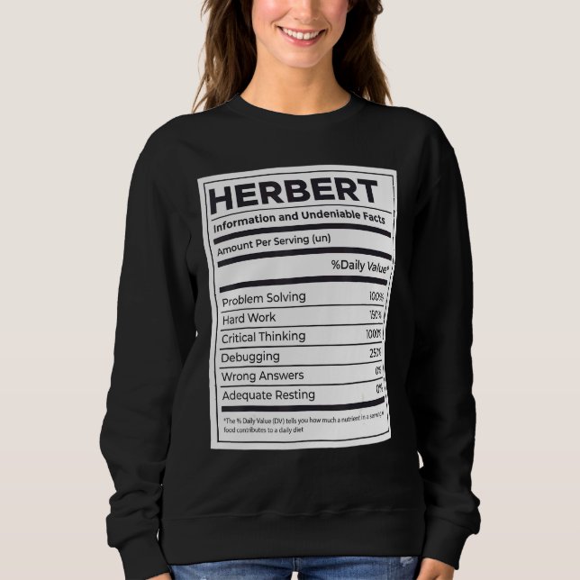 Sudadera Herbert Nutrition Information Problement Soluving  (Anverso)