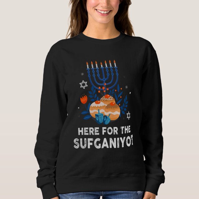 Sudadera Here For Sufganiyot  Hanukkah Chanukah Pajama PJs (Anverso)