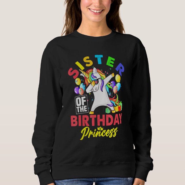Sudadera Hermana De La Princesa De Cumpleaños Dabbing Unico (Anverso)
