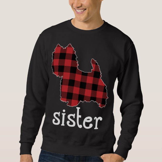 Sudadera Hermana de Red Plaid Navidades Westie Papá Coincid (Anverso)