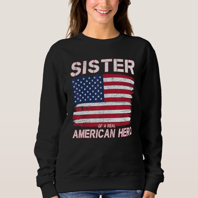 Sudadera Hermana De Un Héroe Estadounidense Real, Veterano  (Anverso)