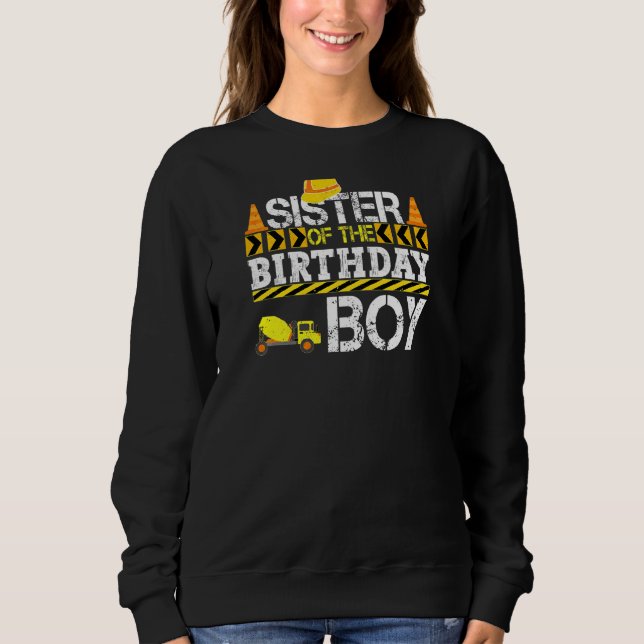 Sudadera Hermana Del Camión De Construcción De Birthday (Anverso)