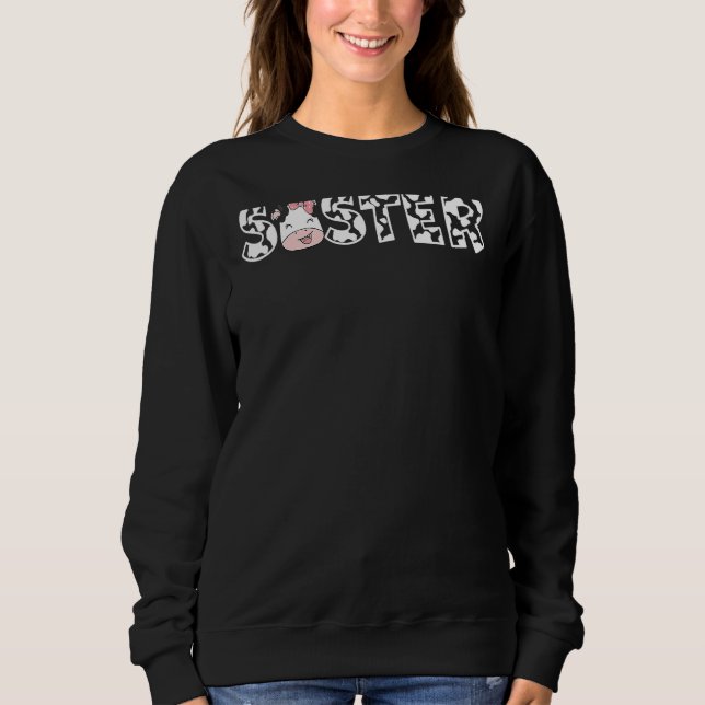 Sudadera Hermana Del Cumpleaños De La Chica Granja De Vaca  (Anverso)