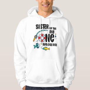 Sudadera Hermana Gran Niño De 1 Año Pescando Cumpleaños T-S