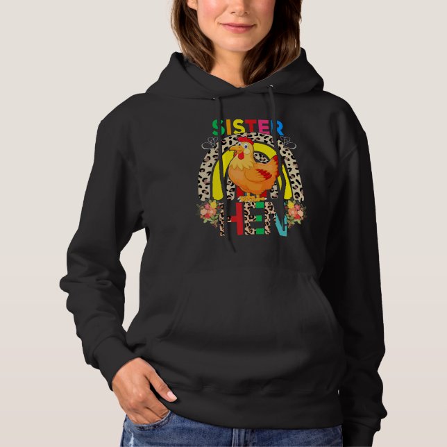 Sudadera Hermana Hen Cute Flores Hen Leopardo Madre del Arc (Anverso)