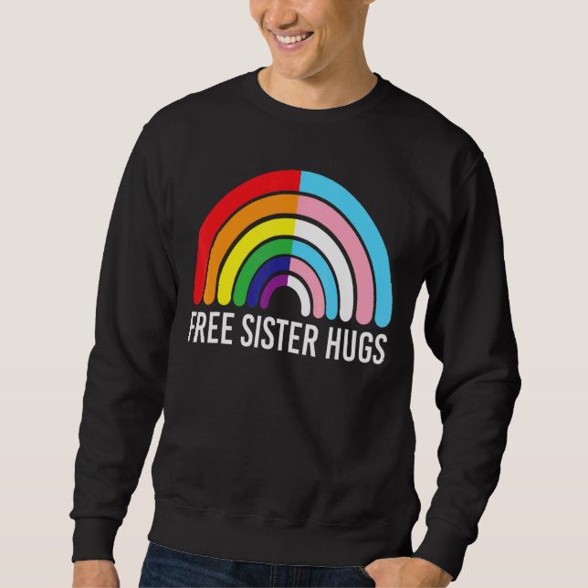 Sudadera Hermana Libre Abraza La Bandera Transgénero Arcoir (Anverso)