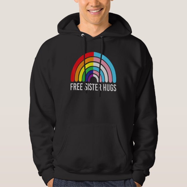 Sudadera Hermana Libre Abraza La Bandera Transgénero Arcoir (Anverso)