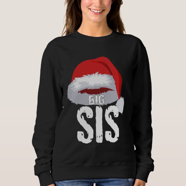 Sudadera Hermana Mayor Gorro de Papá Noel Rojo de Navidad H (Anverso)