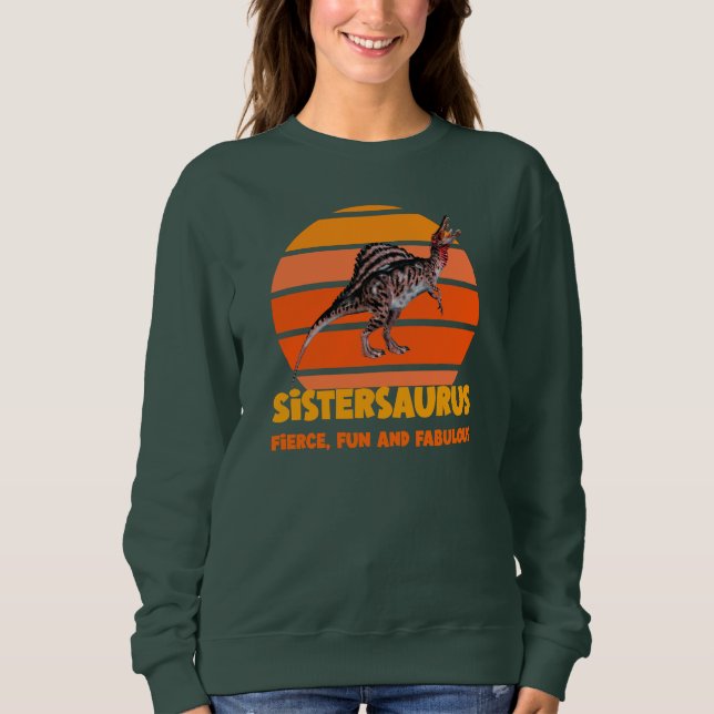 Sudadera Hermanas Divertidas Saurio Hermana Dinosaurio Dise (Anverso)