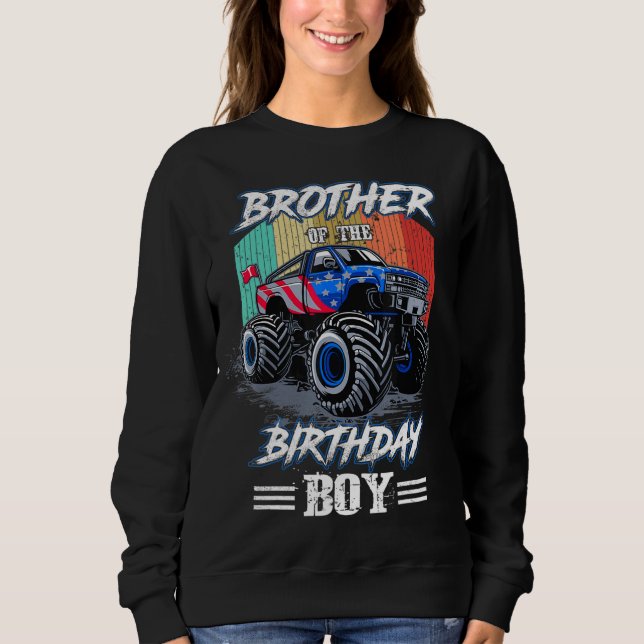 Sudadera Hermano Del Niño De Cumpleaños Monstruo Camión Bir (Anverso)