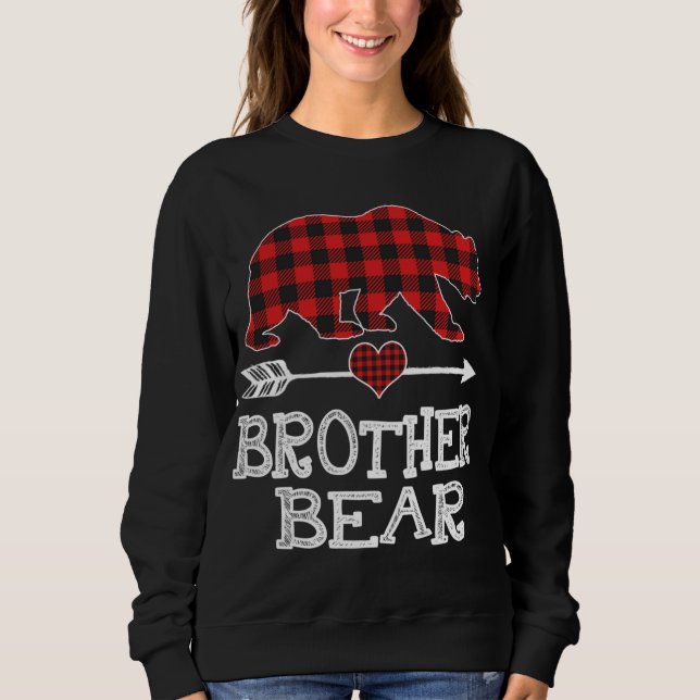 Sudadera Hermano Navidades Oso Pajama Red Plaid Buffalo Fa (Anverso)