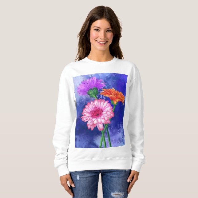 Sudadera Hermosa camiseta de tres colores Gerberas (Anverso completo)