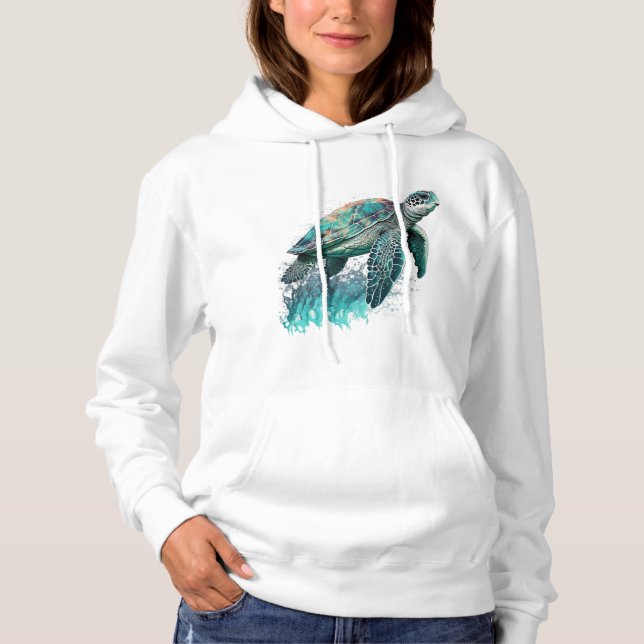 Sudadera Hermosa Capa De Mar Con Majestuosa Tortuga De Mar (Anverso)