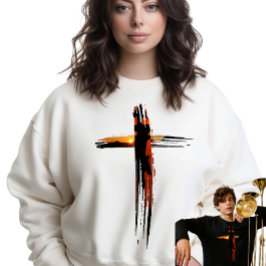 Sudadera Hermosa Cruz Artística Rústica de Navidades